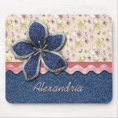 Aangepast heupdenim Jeans Cute Pastel Floral Patte Muismat (Voorkant)