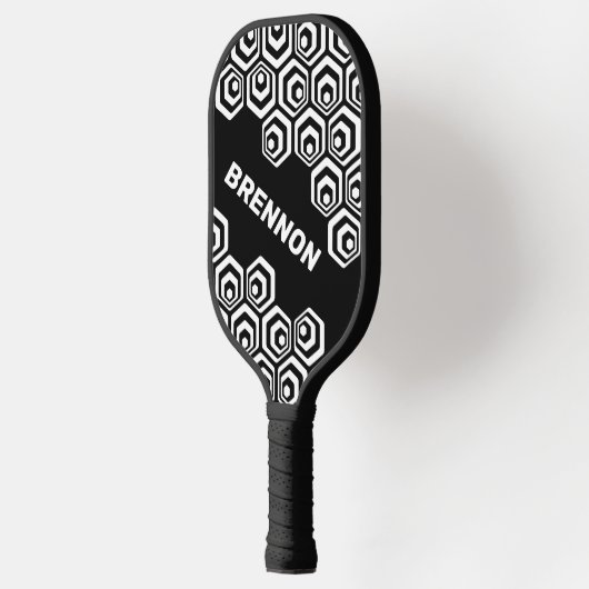 Aangepast hexagon polygon Retro Art Style Patroon Pickleball Paddle (Links)