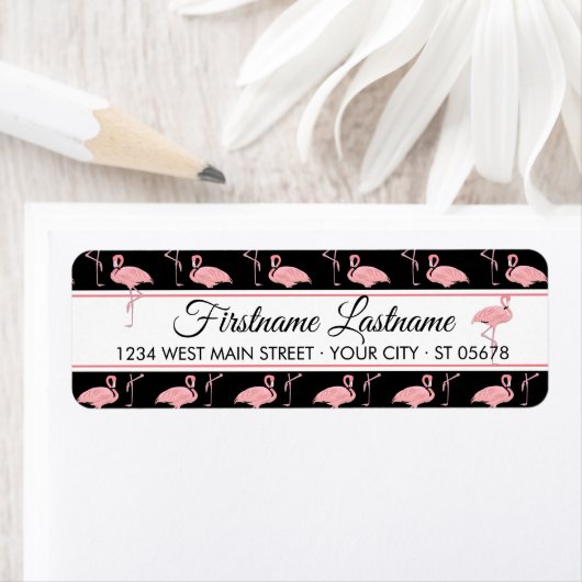 Aangepast 'Hip Pink Flamingoes Summer Art Pattern' Etiket (Insitu)