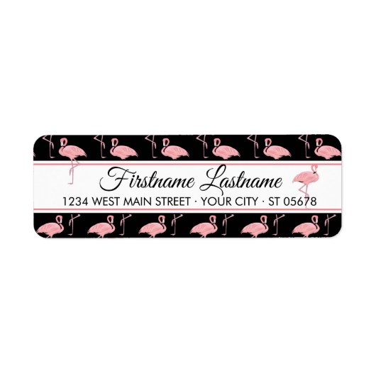 Aangepast 'Hip Pink Flamingoes Summer Art Pattern' Etiket (Voorkant)