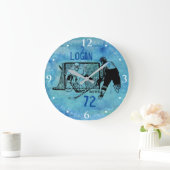 Aangepast hockey Ink Sketch Name Number op blauw Grote Klok (Huis)