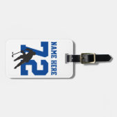 Aangepast hockey Player Name Number Blue Bagagelabel (Voorkant horizontaal)