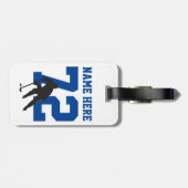 Aangepast hockey Player Name Number Blue Bagagelabel (Achterkant horizontaal)