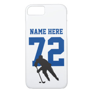 Aangepast hockey Player Name Number Blue iPhone 8/7 Hoesje