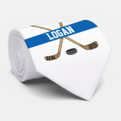 Aangepast hockey Player Name Number Blue Stropdas (Opgerold)