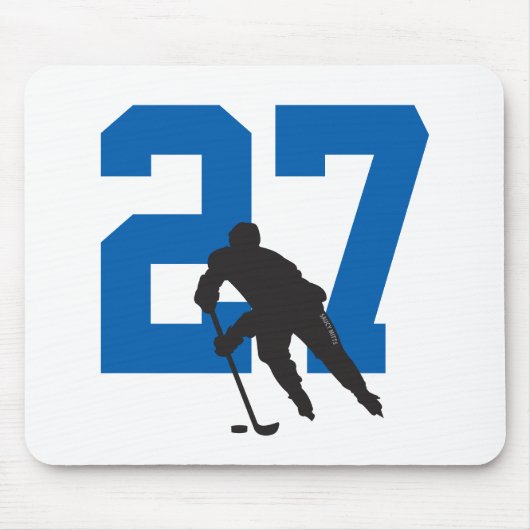 Aangepast hockey Player-nummer Blauw Muismat (Voorkant)