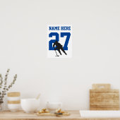 Aangepast hockey Player-nummer Blauw Poster (Keuken)