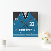 Aangepast Hockey Wall Clocks Jouw naam en NUMMER Vierkante Klok (Huis)