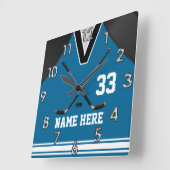 Aangepast Hockey Wall Clocks Jouw naam en NUMMER Vierkante Klok (Hoek)