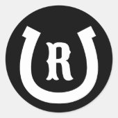 Aangepast hoefijzer monogram ronde sticker (Voorkant)