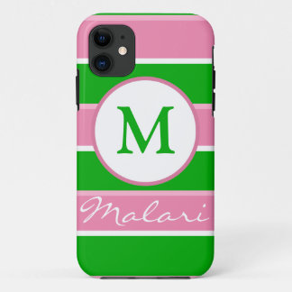 Aangepast Hoesje van Monogram Preppy Stripe iPhone