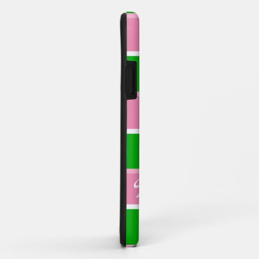 Aangepast Hoesje van Monogram Preppy Stripe iPhone (Achterkant/rechts)