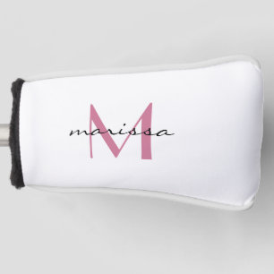 Aangepast Hoesje voor dames roze naam monogram uit Golfheadcover