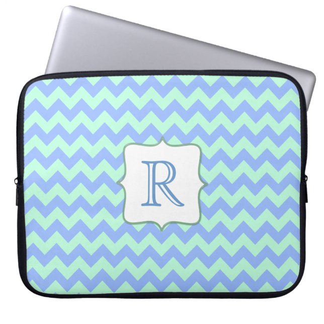 Aangepast Hoesje voor monogram Chevron-laptop Laptop Sleeve (Voorkant)
