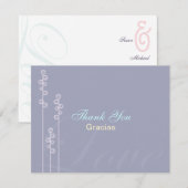 ::aangepast:Hollyhock & Ampersand Bilingual Hartel Bedankkaart (Voorkant / Achterkant)