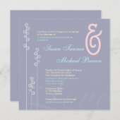 ::aangepast: Hollyhock & Ampersand Bilingual Weddi Kaart (Voorkant / Achterkant)
