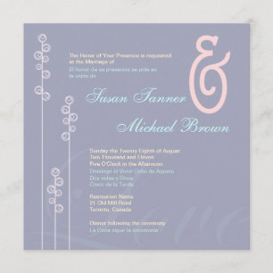 ::aangepast: Hollyhock & Ampersand Bilingual Weddi Kaart