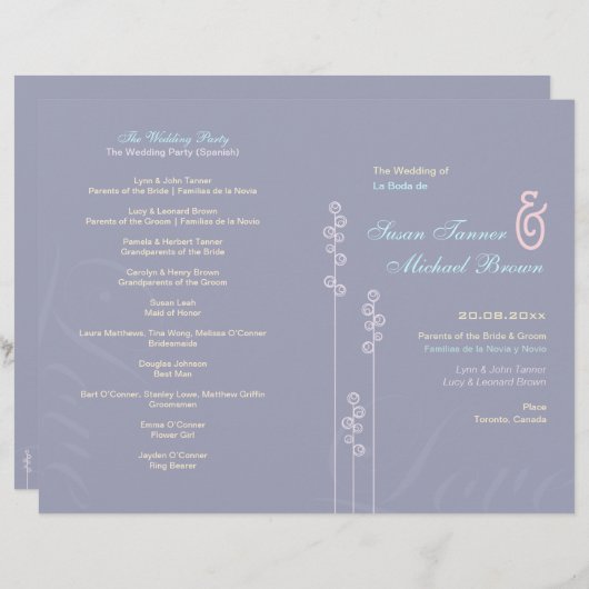 ::aangepast:Hollyhock & Ampersand Wedding Program (Voorkant / Achterkant)