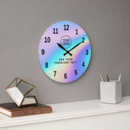 Aangepast holografisch regenboog leuk logo en teks grote klok