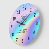 Aangepast holografisch regenbooglogo met tekst in grote klok (Hoek)