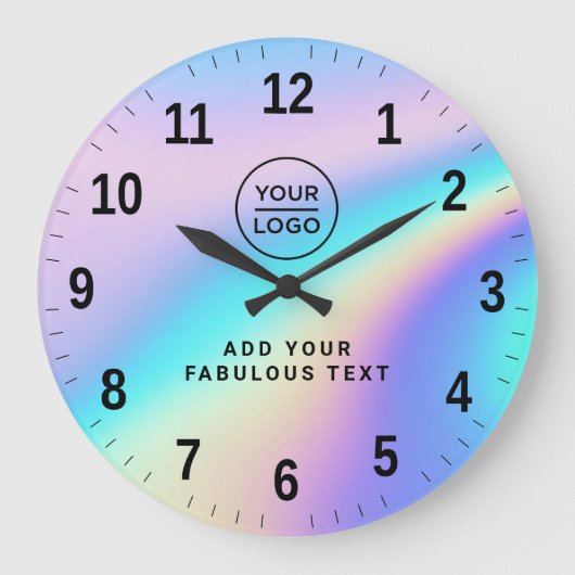 Aangepast holografisch regenbooglogo met tekst in grote klok (Voorkant)
