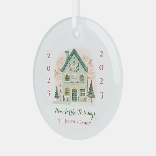 Aangepast "Home voor de Feestdagen" Ornament (Voorkant links)