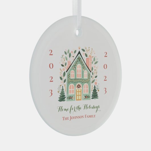 Aangepast "Home voor de Feestdagen" Ornament (Voorkant Rechts)