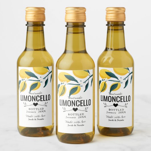 aangepast homemade limoncello bruiloft gunlior b wijn etiket (Flessen)