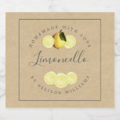 Aangepast Homemade Limoncello Kraft Paper Likeurfles Etiket (Enkel label)
