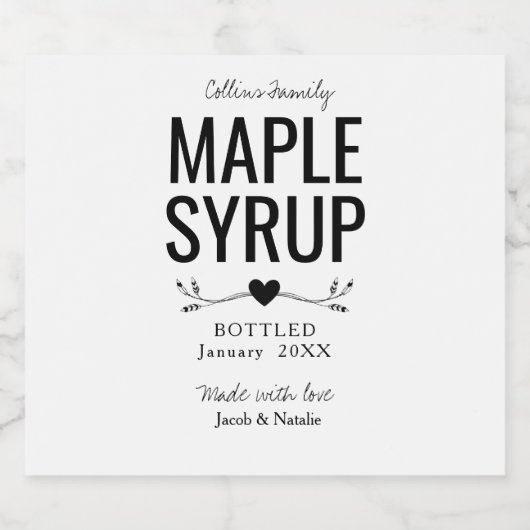 aangepast homemade maple stroop bruiloft gunstiger likeurfles etiket (Enkel label)