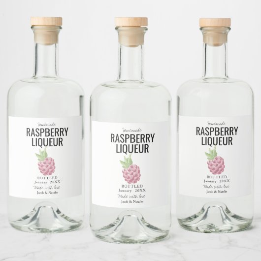 aangepast homemade raspberry liquor bruiloft likeurfles etiket (Flessen)