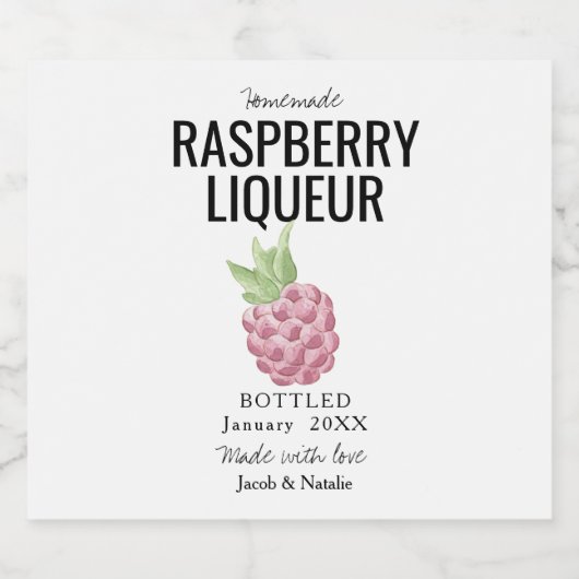 aangepast homemade raspberry liquor bruiloft likeurfles etiket (Enkel label)