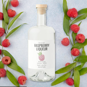 aangepast homemade raspberry liquor bruiloft likeurfles etiket