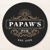 Aangepast homepage van Papaw's Pub Ronde Kartonnen Onderzetter (Voorkant)
