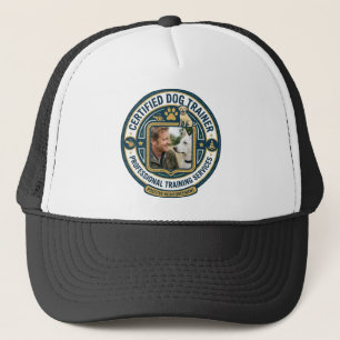 Aangepast honden trainer logo met foto trucker pet