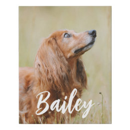 Aangepast hondenfoto- en naamlettertype imitatie canvas print