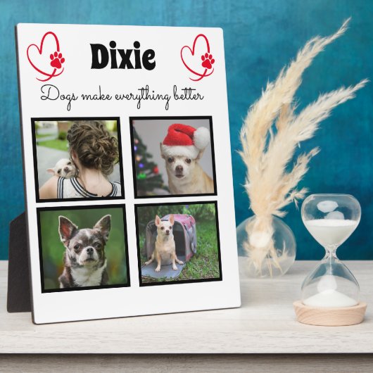 Aangepast hondenliefhebber 4 fotocollage fotoplaat (Zijkant)