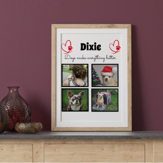 Aangepast hondenliefhebber 4 fotocollage fotoplaat