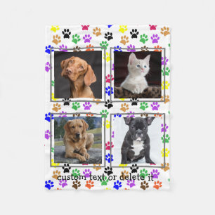 Aangepast Hondenliefhebber Pet 4 Foto Collage Gift Fleece Deken