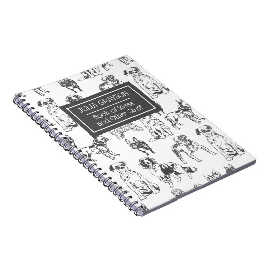 Aangepast  Hondenliefhebber van Dog Sketch Pattern Notitieboek (Rechterzijde)