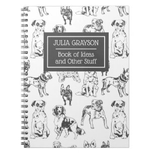 Aangepast  Hondenliefhebber van Dog Sketch Pattern Notitieboek