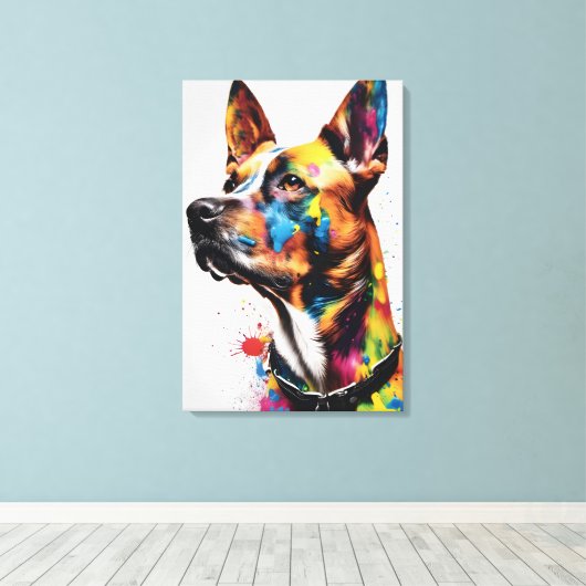 Aangepast hondenportret canvas afdruk (Insitu (Houten vloer))