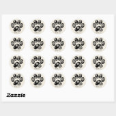 Aangepast HONDENRAS Kerst Paw Snowflake Ronde Sticker (Vel)