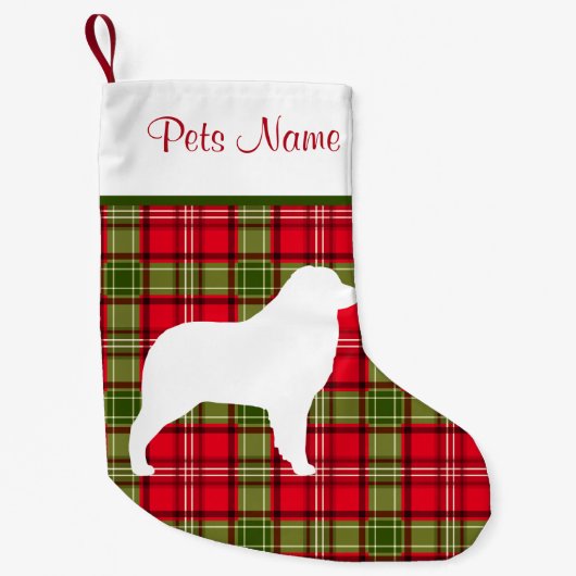 Aangepast Hondenras rood en groen geplakt Kleine Kerstsok (Voorkant)