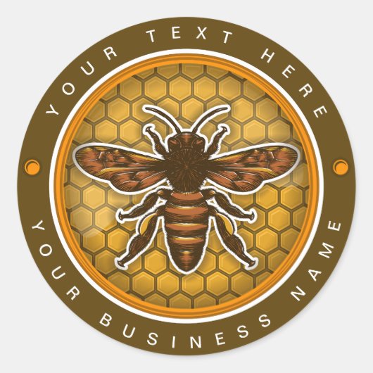 Aangepast Honey Jar Bee Label (Voorkant)
