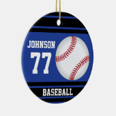 Aangepast honkbal | Donkerblauw en zwart Keramisch Ornament (Rechts)