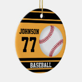 Aangepast honkbal | Goud en zwart Keramisch Ornament (Rechts)