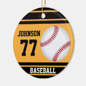 Aangepast honkbal | Goud en zwart Keramisch Ornament (Links)