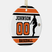 Aangepast ⚾ honkbal | Oranje, wit en zwart Keramisch Ornament (Rechts)