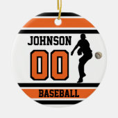 Aangepast ⚾ honkbal | Oranje, wit en zwart Keramisch Ornament (Voorkant)